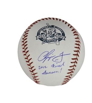 Chipper Jones Signed and Inscribed Logo Baseball – ‘2012 Final Season!’ (MLB Auth)